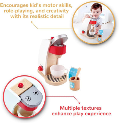 Juego de Cocina de Madera para Niños Fidtoy - Cafetera de Juguete para Juego de Imitación