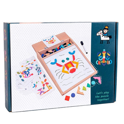 Tableau magnétique multifonctionnel en bois avec puzzle de dessin - 659