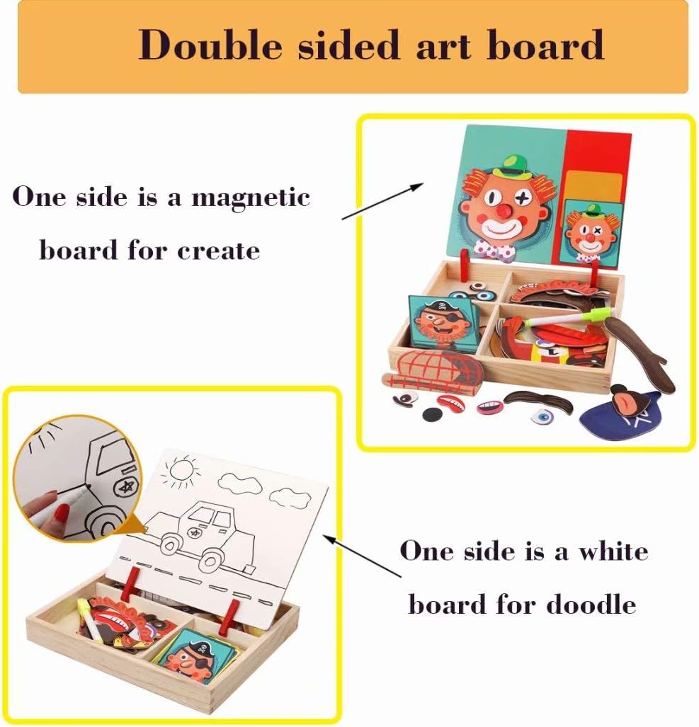 Fidtoy Tableau magnétique double face pour tout-petits – Jouet créatif d'apprentissage et de dessin