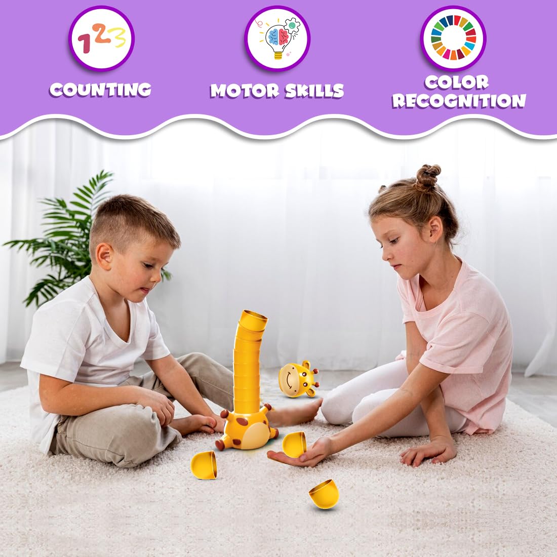 Fidtoy Girafe Cou Animaux Empilables Jeu d'Empilage Stack Attack pour Enfants