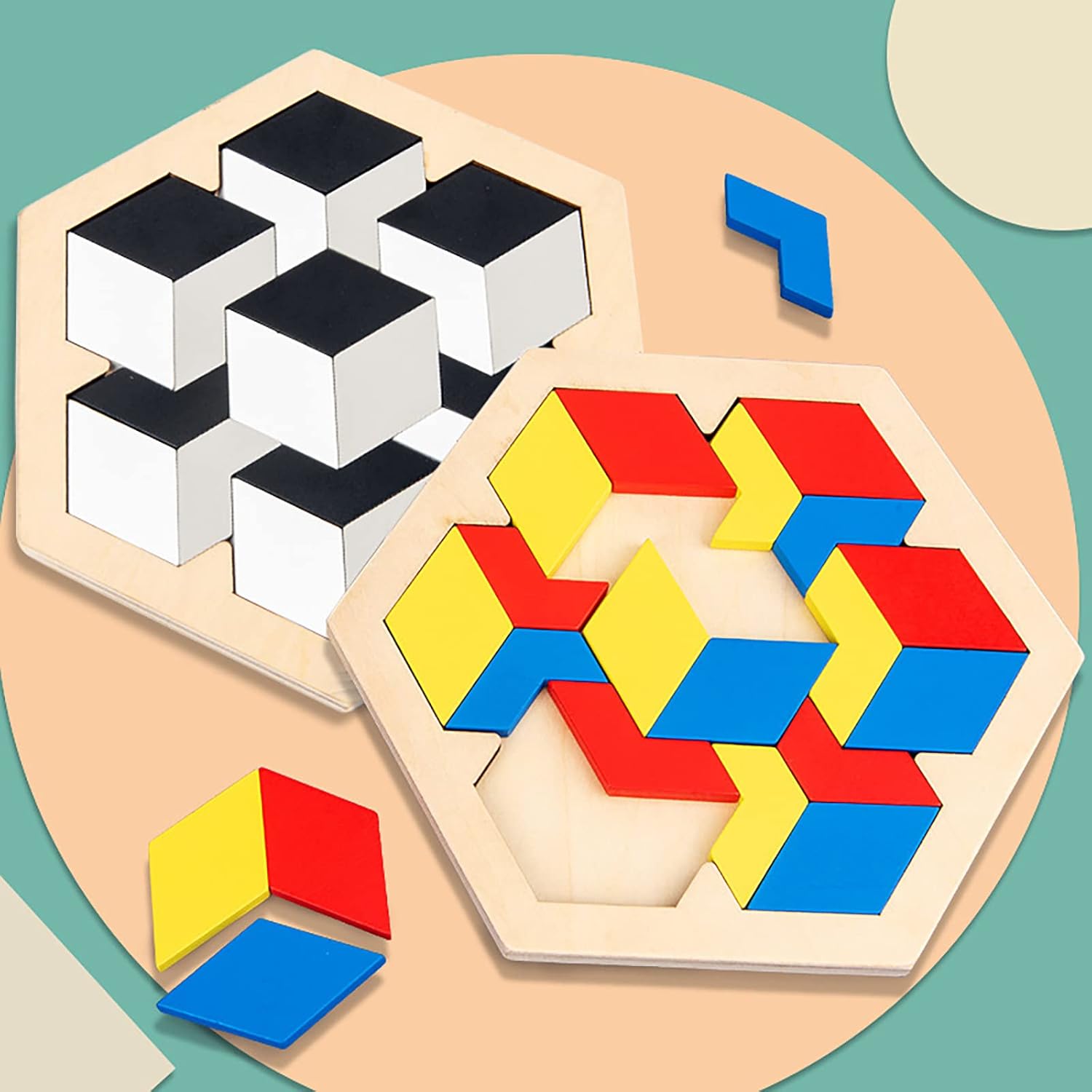 Fidtoy Tangram Cubos de Colores Vivos Rompecabezas Montessori Juguete para Niños