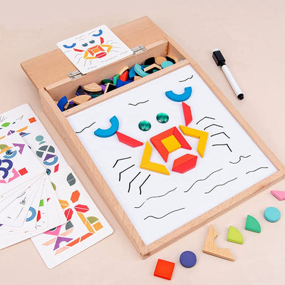 Tableau magnétique multifonctionnel en bois avec puzzle de dessin - 659
