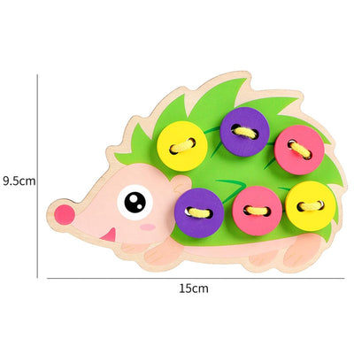 LOOM TREE® 2xBaby Wooden Lacing Threading Toys Sew On Buttons Kids Montessori Aids