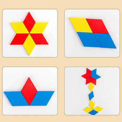 Fidtoy Tangram Vivid Color Cubes Montessori Puzzle Toy for Kids