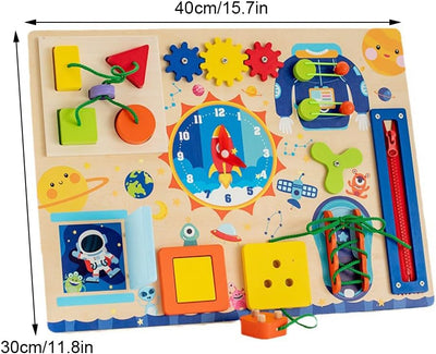 Fidtoy Montessori Busy Board Book for Toddlers Sensory Activity Board with Zippers Buckles Buttons Learning Toy Fine Motor Skills Travel Quiet Toy Gift