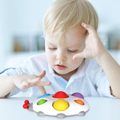 Fidtoy Jouet Pop sensoriel en silicone pour bébé à partir de 6 mois, planche à bulles tactile, jouet de voyage et de bain apaisant, jouet pour la motricité fine