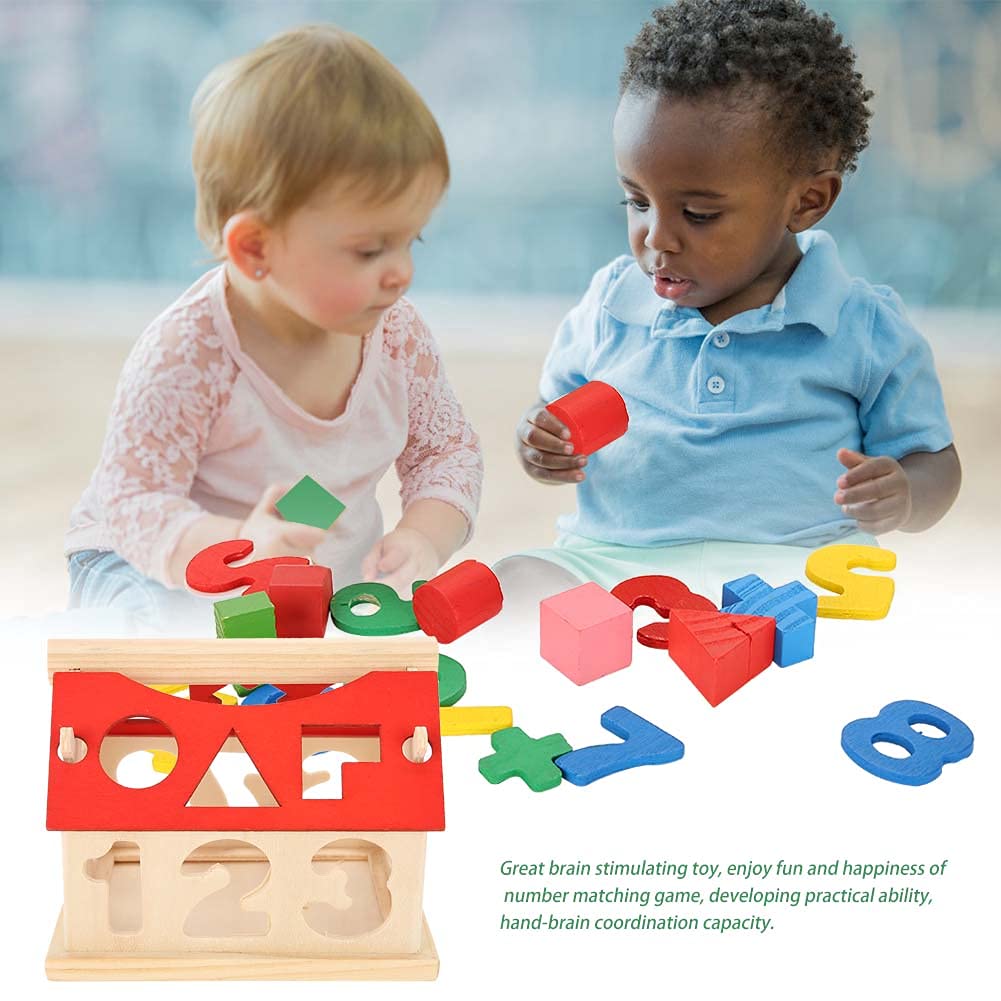 Fidtoy Wooden Number House Toy for Kids | Montessori Counting and Shape Learning