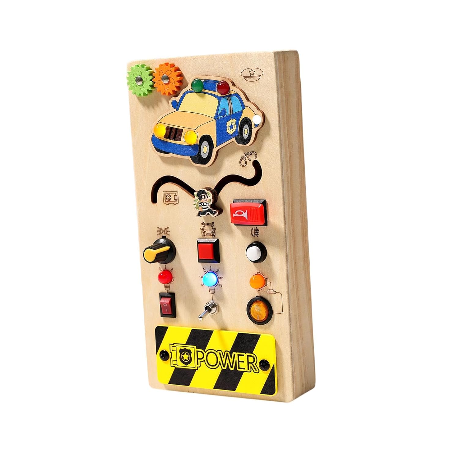 Fidtoy Montessori Busy Board with Light Switch Sensory Toy for Toddlers LED Switch Board Fine Motor Skills Learning Travel Quiet Toy Educational Gift
