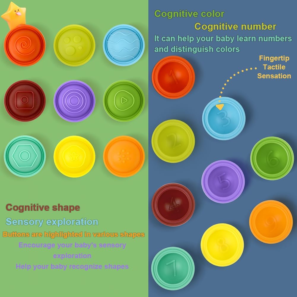 Jouet Fidget Dimple Digits, Jouet Fidget Popper à Fossettes Chiffres et Formes, Jouets Pop Dimple pour Tout-Petits 1-3 Ans, Jouet Fidget Simple à Fossettes, Jouets d'Apprentissage des Nombres