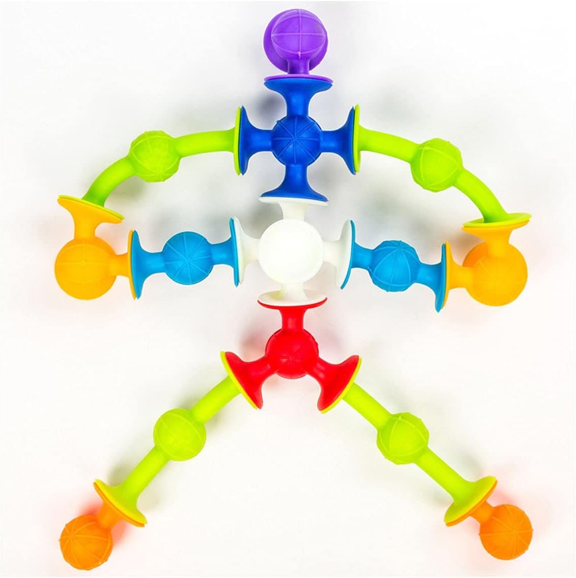 Fidtoy 36 Pieces Suction Cups Sensory Construction Building Blocks, Colorful Suction Cup Bath Toy, Fine Motor Sorting and Stacking Toy Ages 2-6