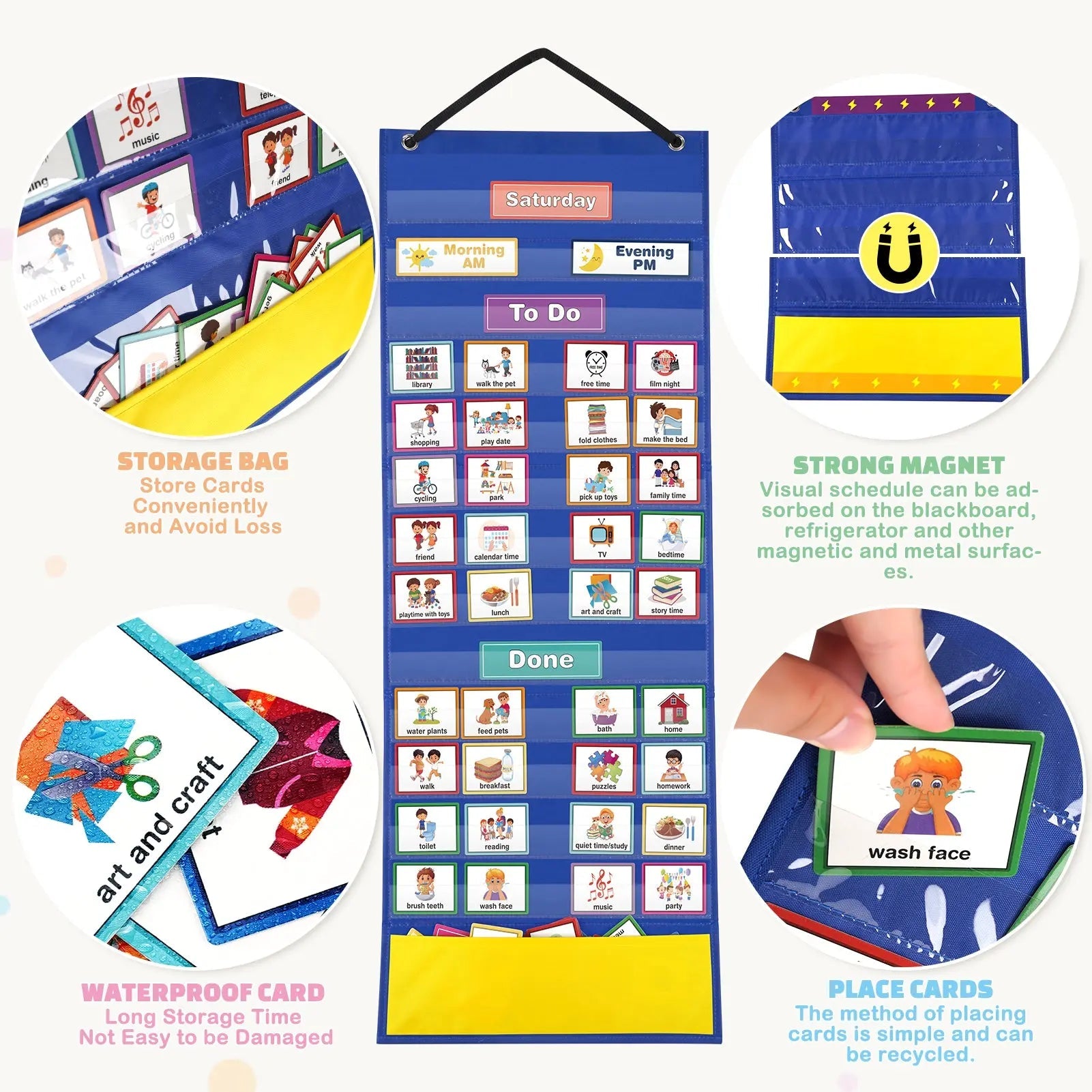 132 Tarjetas visuales PECS Tablero de comportamiento semanal para autismo y TDAH