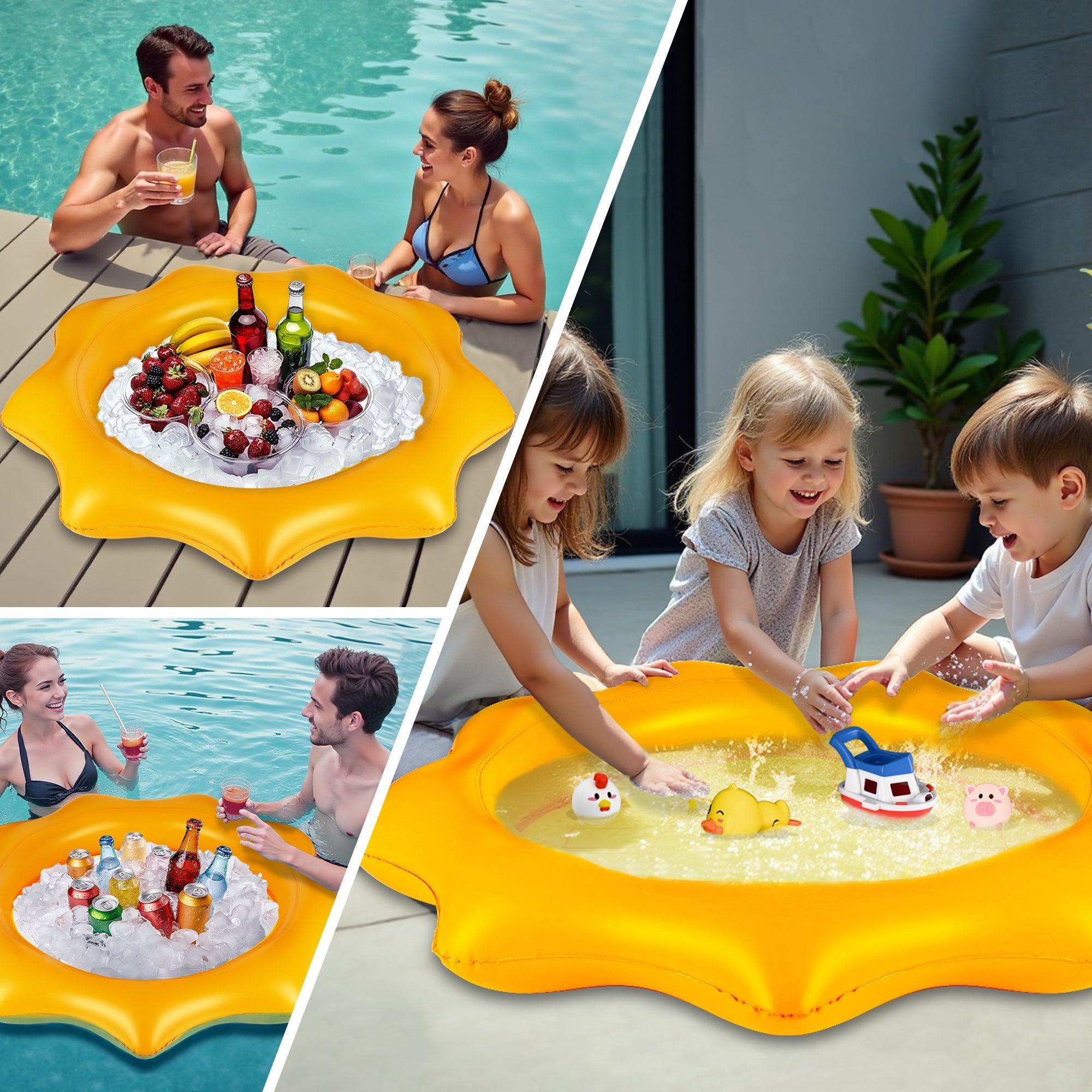 Fidtoy 2-Pack Inflatable Sunflower Serving Bar Cooler Set