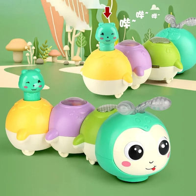 Fidtoy Magnetic Cute Electric Caterpillar Baby Toy with Light Sound for Babies Crawling Sensory Play Age 6M+