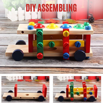Fidtoy Wooden Reassembly Nut Screw Car Kit Take Apart Vehicle Building Toy for Kids Ages 3 to 8