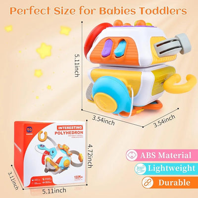 Fidtoy 10in1 Montessori Sensory Busy Cube, Plastic Sensory Activity Cube with 10 Activity Panels, Rotating Toys, Steering Wheel, Key Matching and Switches Ages 6+ Months
