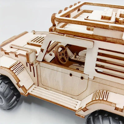 Jeep mecánico de madera 3D para armar (125 piezas) - 802