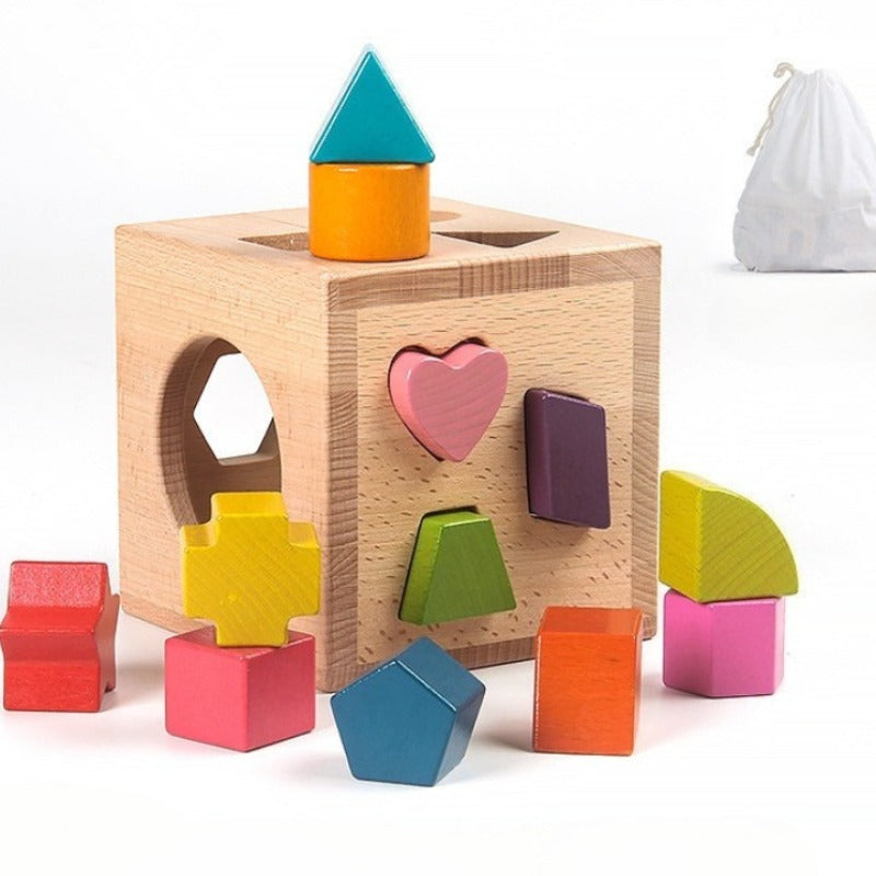 Boîte de tri de formes Montessori avec 12 blocs géométriques