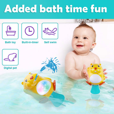 Fidtoy Beaver Bath Toy with Water Spray and Lights