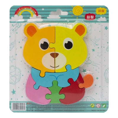 Fidtoy Puzzle 3D Mignon Animal - Modèle Aléatoire, Puzzle en Bois pour Tout-petits, Compétences Spatiales Préscolaires et Jouet d'apprentissage Précoce pour les 2-6 Ans