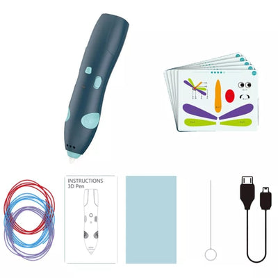 Fidtoy 3D Drawing Fun Rechargeable Printing Pen for Kids, Low-Temperature 3D Printing Pen Set with PCL Refills, Teaching Diagrams, USB Charging Cable, Creative STEM Art Toy Ages 3-6