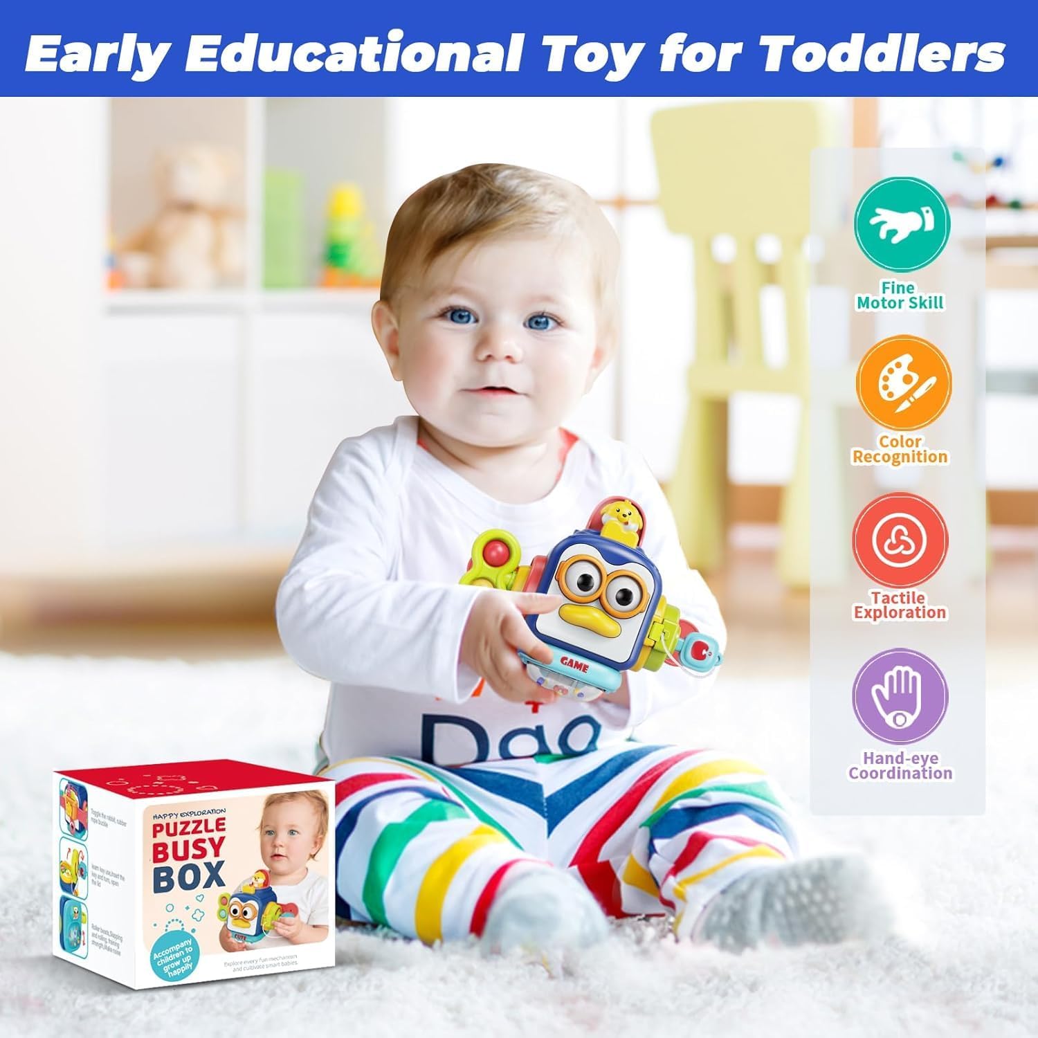 Cube d'activités de voyage Fidtoy Penguin pour bébés
