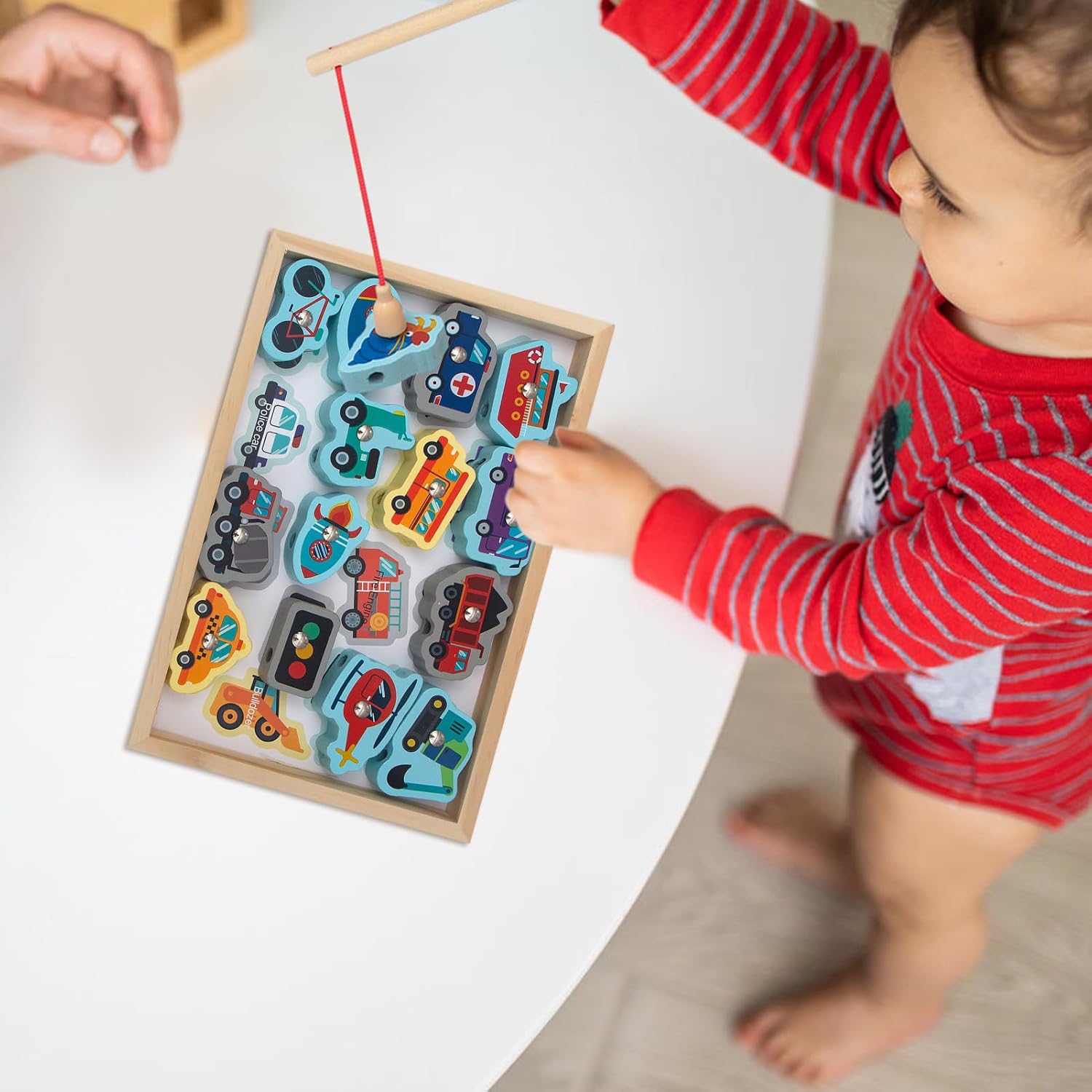 Jouets de pêche en bois, jeux de pêche magnétiques au design éclatant et adaptés aux enfants – Jeu de pêche pour tout-petits, jouets de pêche magnétiques, cadeau pour enfants