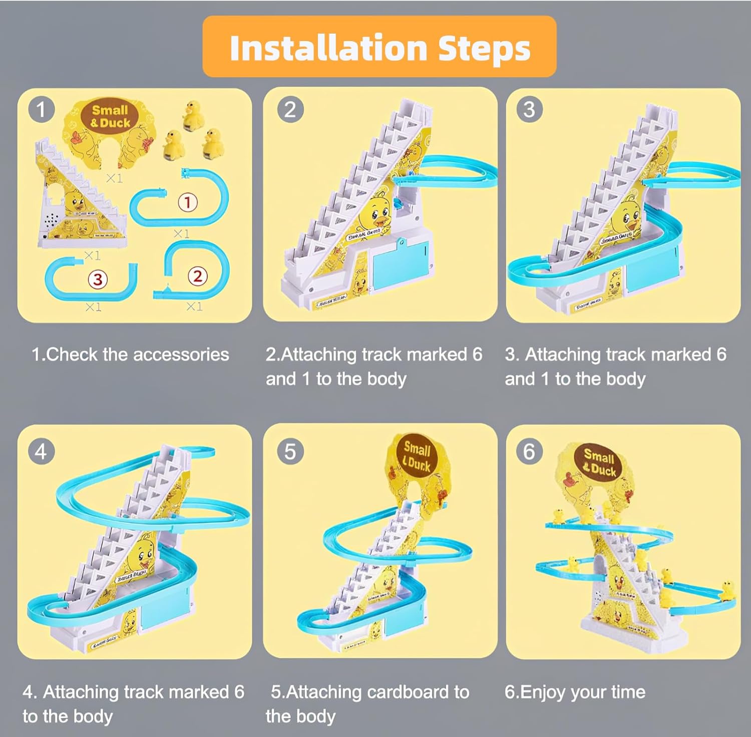 Fidtoy Climbing Duck Track Toy with Lights and Music for Toddlers