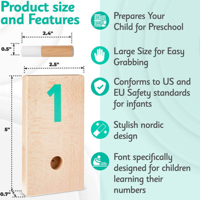 Holz & Schnüdel Juguete Montessori de Madera para Contar, Tablero de Clavijas Educativo de Matemáticas para Niños y Niñas a Partir de 2 Años | Diseño Nórdico Moderno – Materiales Sostenibles para Niños Pequeños y Preescolares