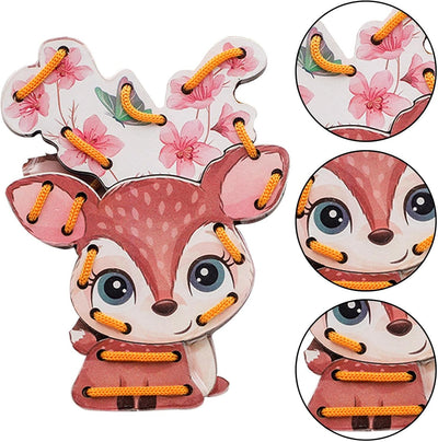 Ukuding Lacing for Toddler - Lacing Cardboard Sewing Cards Animal - Craft Supplies for Preschool Education Farm, Lacing Games, Activity Toys