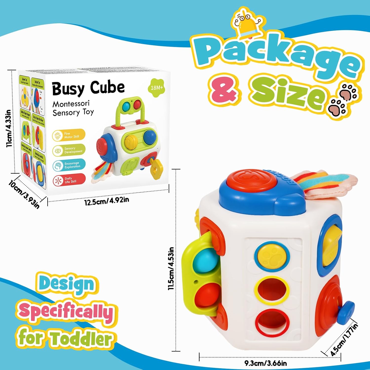Fidtoy 10-in-1 Activity Cube Montessori Sensory Toy