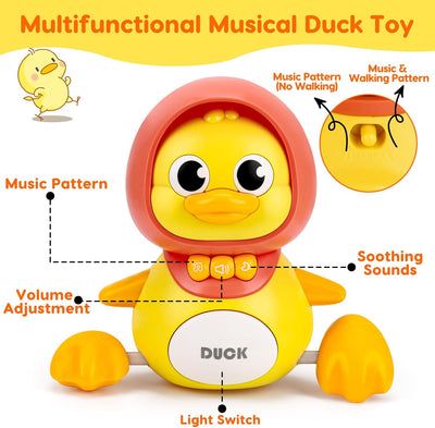 Fidtoy Baby Musical Duck Toy Set with Light Sound Crawling Fun