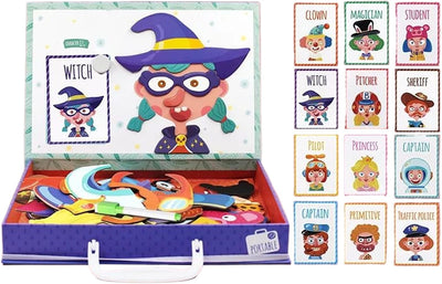 Jeu magnétique de voyage, habillage de visage, livre magnétique de visages fous pour enfant, jeu éducatif magnétique, développe la motricité fine et l'imagination, pour les 3, 4, 5, 6 ans, maison, école maternelle, salle de classe