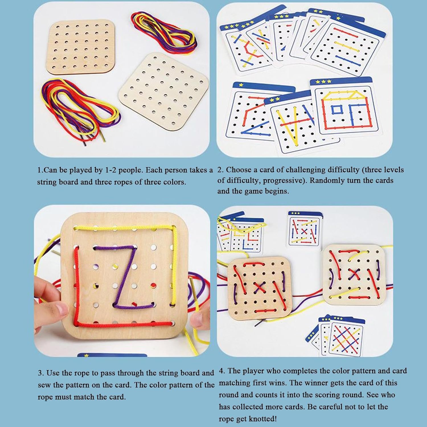 Jouets Mont-essori en bois pour lacets, ensemble casse-tête d'éveil, jouets de motricité fine, kit de voyage, kit de couture pour les jouets de la petite enfance