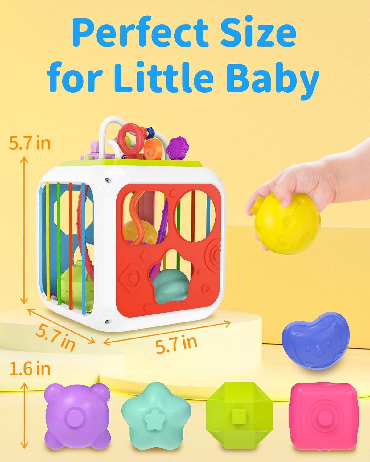 Fidtoy Cube d'activités Montessori 7-en-1 pour tout-petits – Cube d'apprentissage sensoriel multifonctionnel avec trieur de formes, xylophone, engrenages, perles, ficelle à tirer et blocs empilables