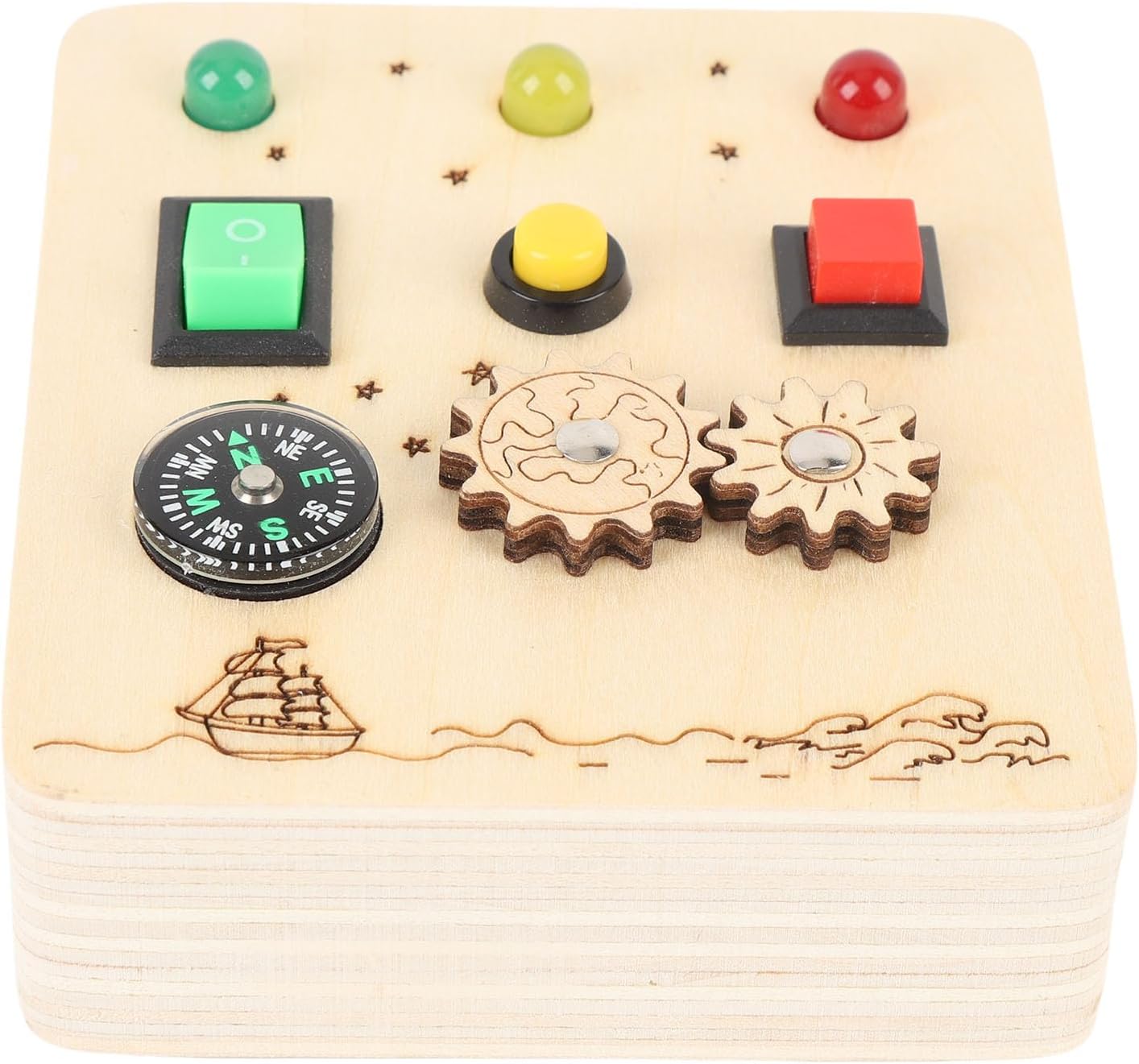 Jouet interrupteur en bois pour tableau sensoriel, jeu d'interrupteurs lumineux rouge et vert, tableau d'activités, jouets éducatifs, jouets de voyage pour enfants, jeu de tableau d'interrupteurs lumineux à LED