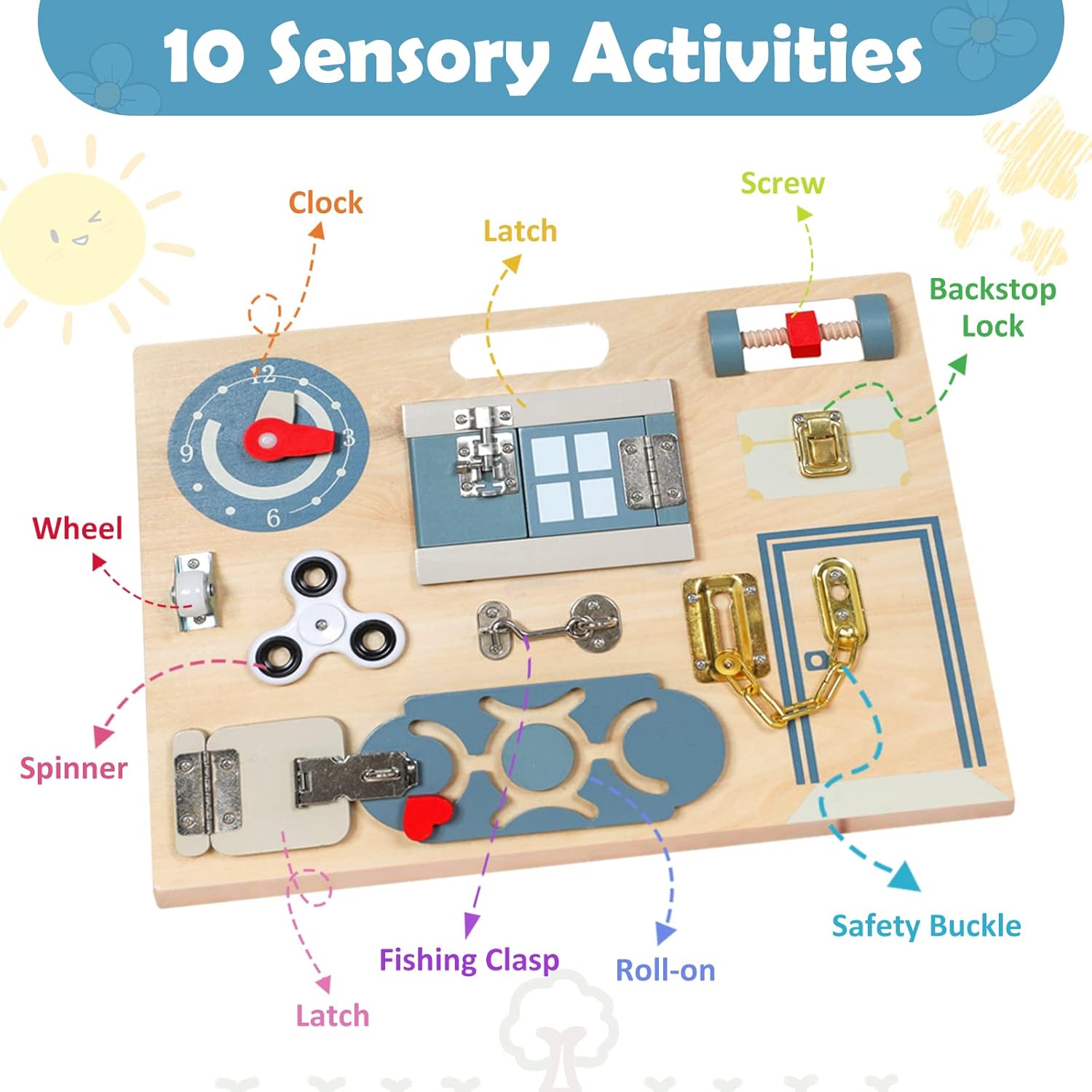 Smartwo Planche d'activités Montessori double face pour tout-petits de 3 à 5 ans, développe la motricité fine des bébés, jouet pour garçon de 3 ans et plus, cadeau d'anniversaire pour enfants de 3 ans et plus