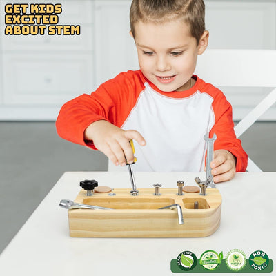 TOY Life Plateau de tournevis Montessori en bois pour tout-petits et enfants de 3, 4 et 5 ans, jouets d'apprentissage préscolaire sensoriels Busy Bus