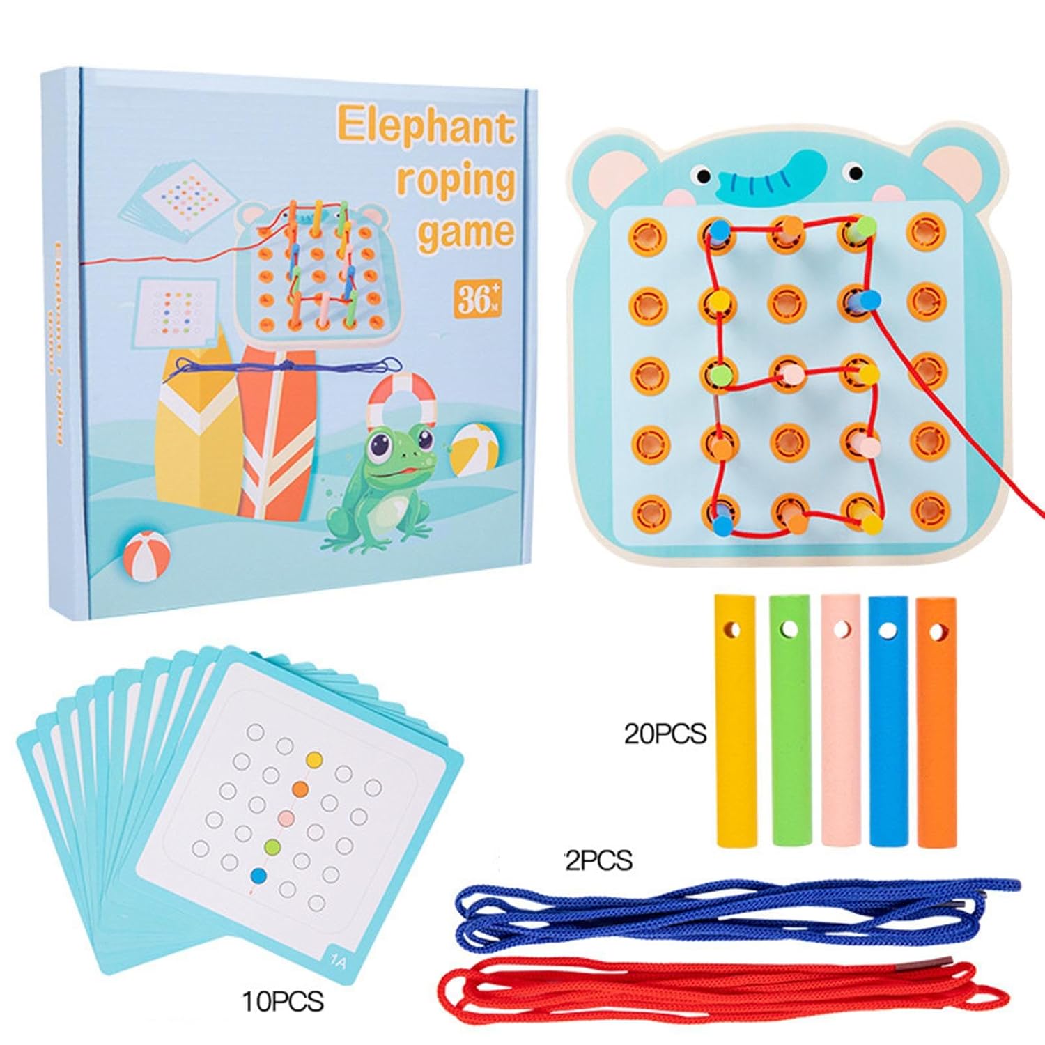 bnf Jouet à lacer et à enfiler avec cartes Jouet de voyage pour voiture Âge 3 4 5 6 Avion Éléphant Bébé | Jouets pour bébé | Jouets de développement pour bébé