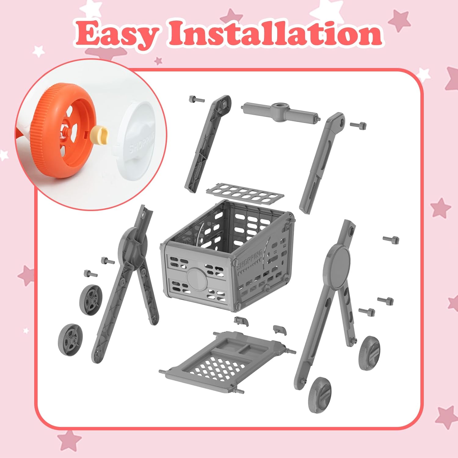Fidtoy Caddie de Supermarché Enfant avec Accessoires de Jeu d'Imitation Aliments, Chariot de Supermarché Réglable pour Tout-Petits