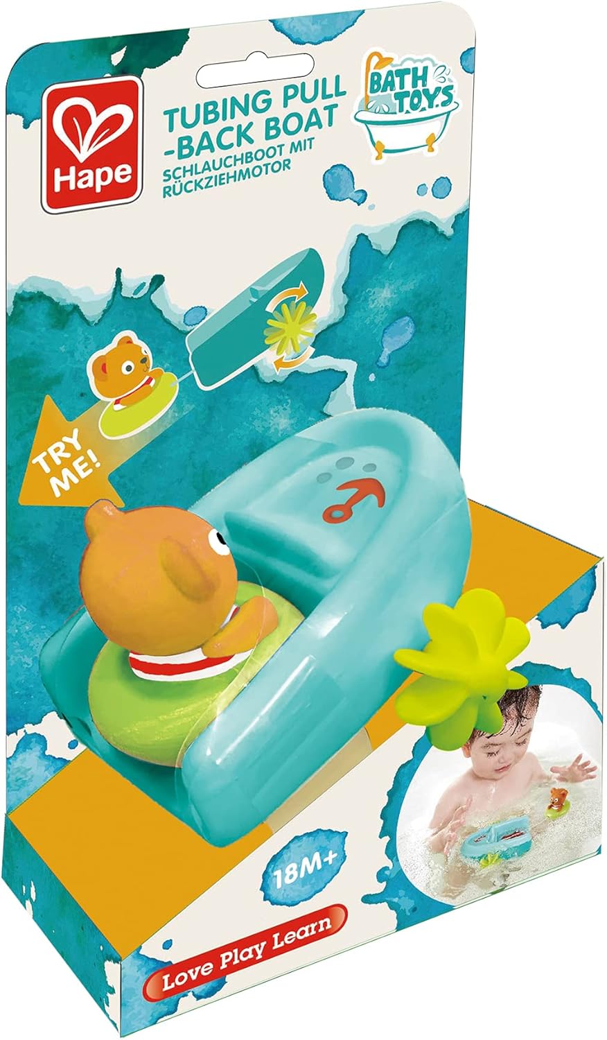 Fidtoy Oso de Peluche con Cuerda, Juguete de Baño para Niños Pequeños, Juego Acuático