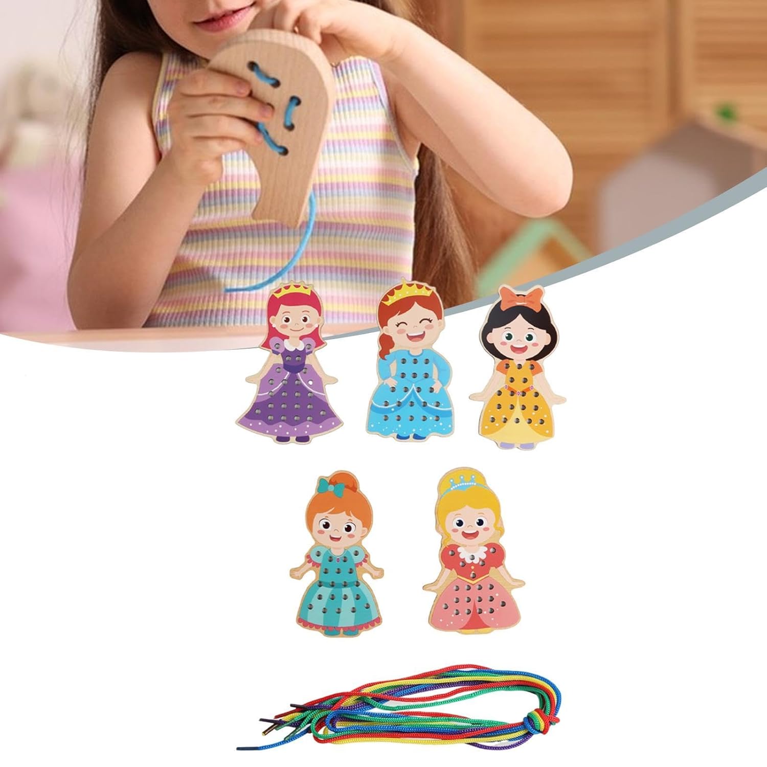 Cartes à lacer pour enfants d'âge préscolaire et jouets de motricité pour enfants Cartes à coudre en bois style C|Autres jouets éducatifs|Jouets et passe-temps