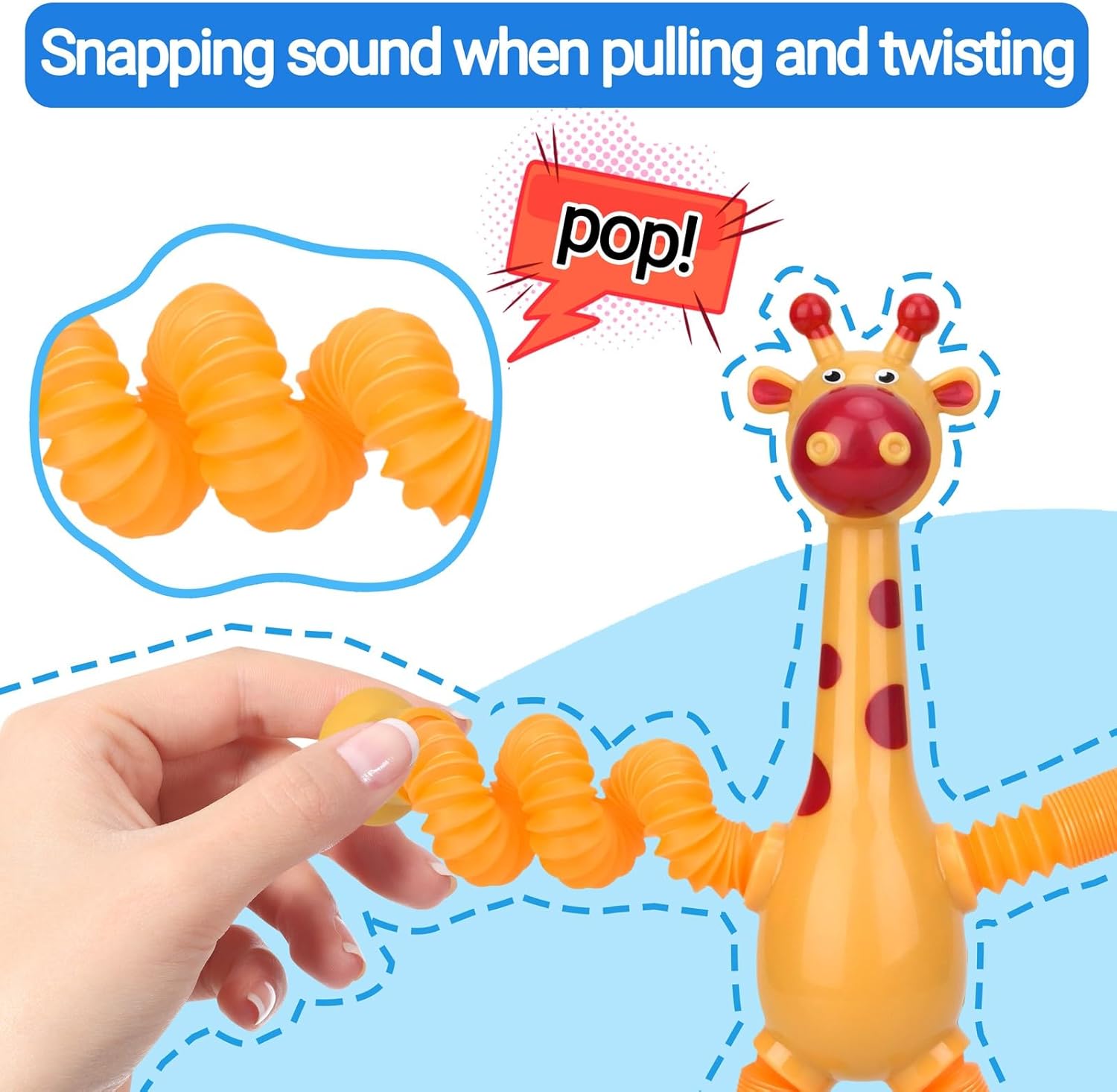 Fidtoy Girafe télescopique à ventouse, jouet sensoriel pour tout-petits, tube extensible, jouet anti-stress