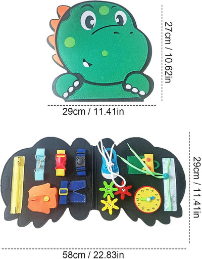 Libro de fieltro silencioso - Libro ocupado preescolar de dinosaurio de fieltro para niños pequeños | Carpeta de actividades de aprendizaje preescolar para niños pequeños y libro de juguetes de Fiaoen