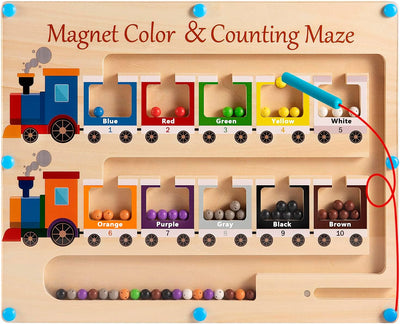 Fidtoy Wooden Toy Train Set Montessori Magnetic Maze Toy for Toddlers