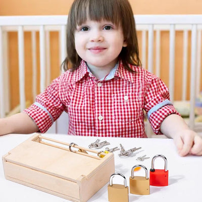 Serrure et Jouet à clé - Déverrouiller le bois | Activités d'apprentissage préscolaire, matériel Montessori en bois et jouets éducatifs pour enfants Shakven