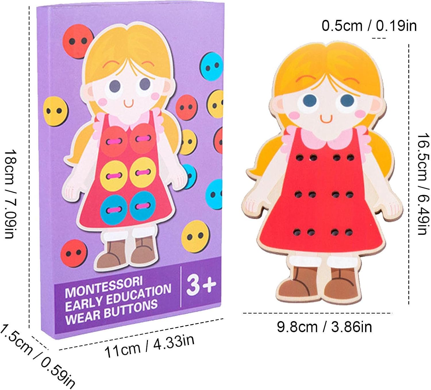 Kongou Bouton à Coudre Jouet | Cartes à Coudre pour Enfants pour Apprendre les Compétences de Base, Jeu de Motricité Fine Montessori pour le Développement
