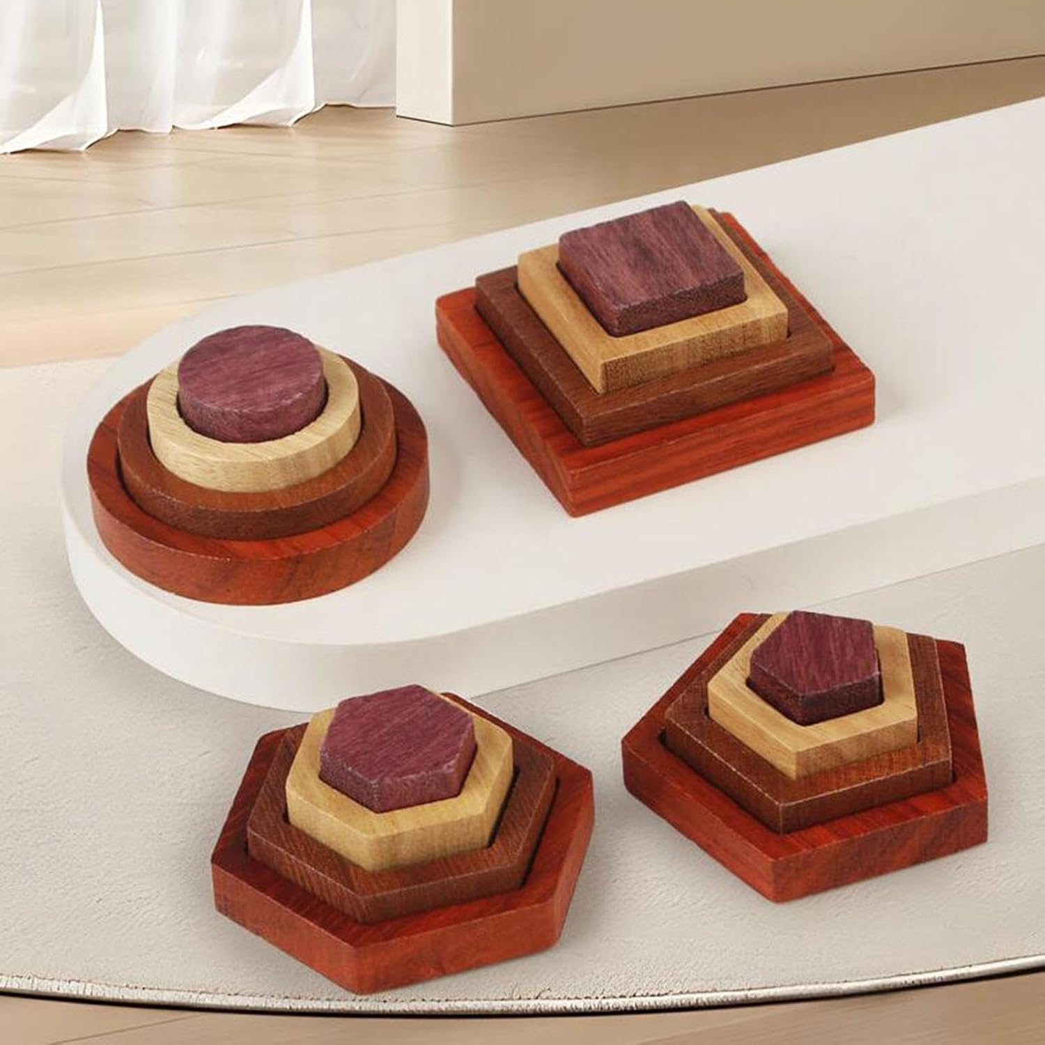 CALANDIS™ Puzzle en bois formes géométriques jouet Montessori pour garçons, filles et bébés | Jouets de développement pour bébés | Jouets pour bébés