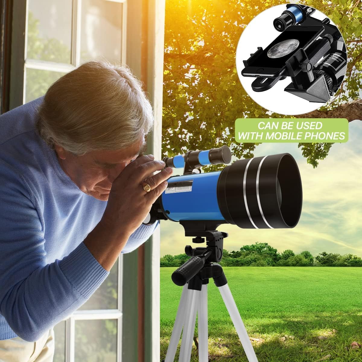 Télescope astronomique réfracteur Fidtoy 70 mm pour débutants
