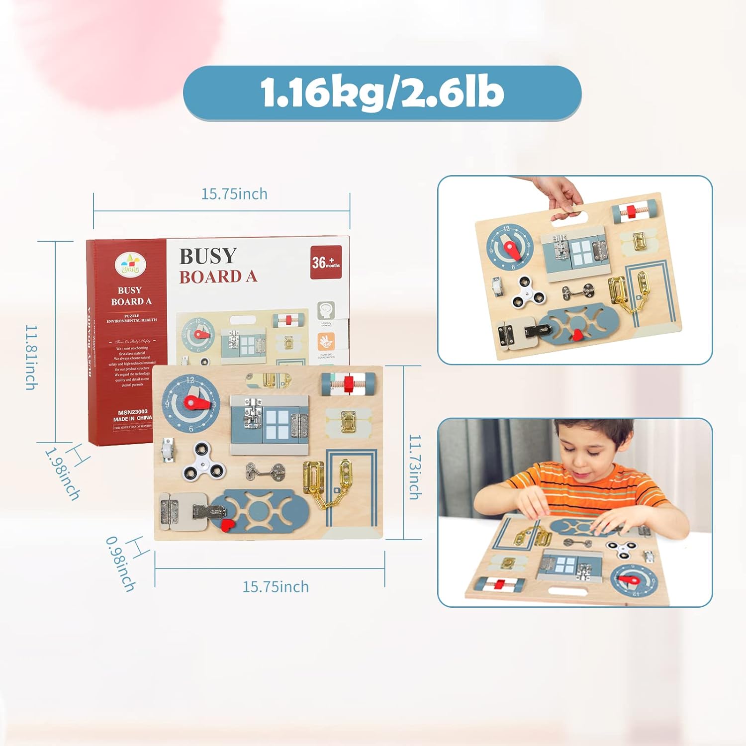 Smartwo Planche d'activités Montessori double face pour tout-petits de 3 à 5 ans, développe la motricité fine des bébés, jouet pour garçon de 3 ans et plus, cadeau d'anniversaire pour enfants de 3 ans et plus