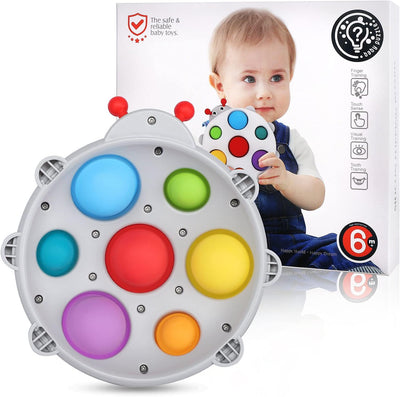 Fidtoy Jouet Pop sensoriel en silicone pour bébé à partir de 6 mois, planche à bulles tactile, jouet de voyage et de bain apaisant, jouet pour la motricité fine